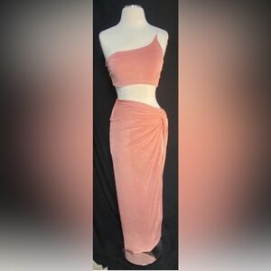 Women’s Pink Midi Tank Top and Skirt Set Small